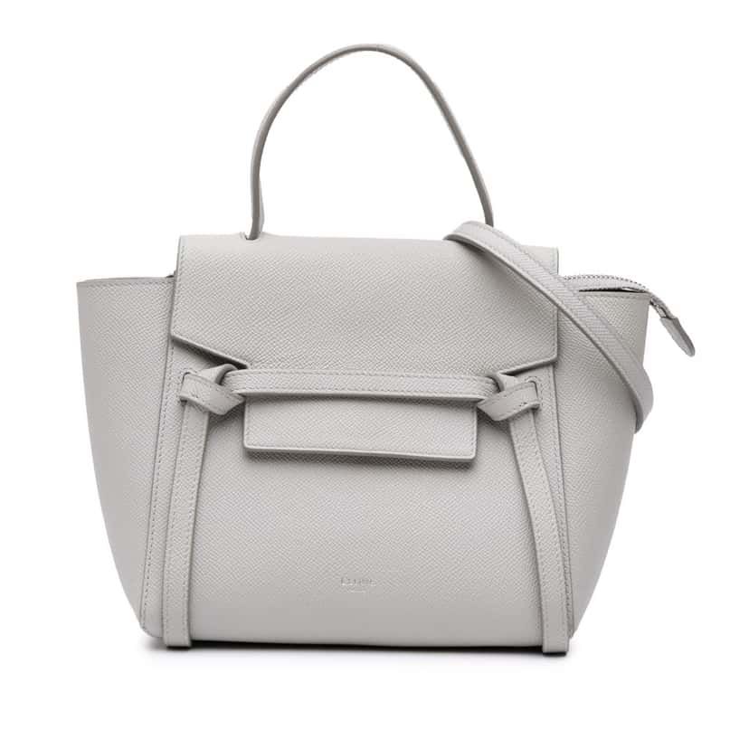 Celine Nano Grained Calfskin Belt Bag Grey Leather Good condition - Front View