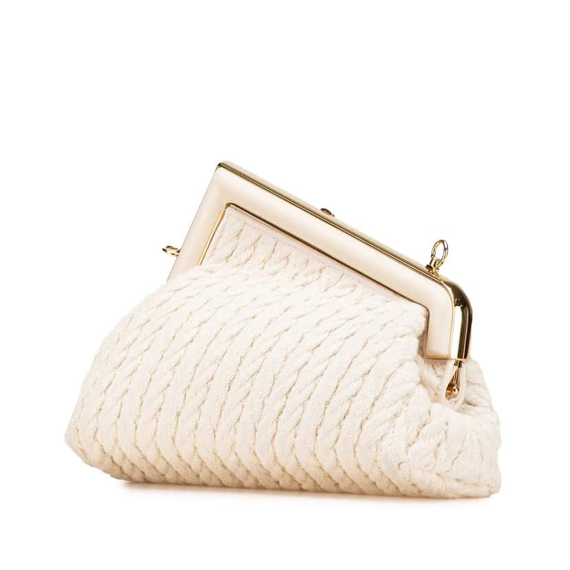 Fendi Small Knit Fendi First Crossbody Brown Wool Good condition - Back View