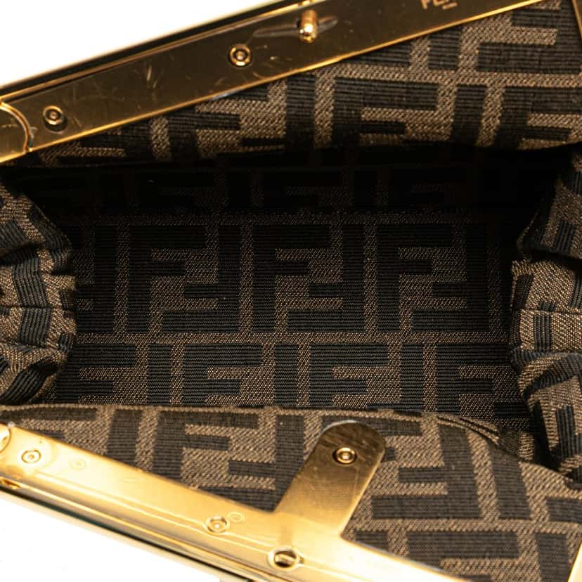 Fendi Small Knit Fendi First Crossbody Brown Wool Good condition - Model View