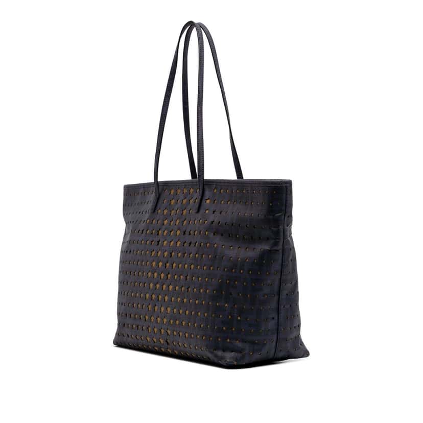 Fendi Medium Coated Canvas Laser Cut Star Roll Tote Blue Canvas Good condition - Back View