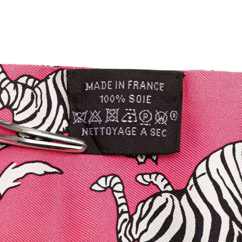 Hermès Les Zebres Silk Twilly Scarf Pink Silk Good condition - Inside View