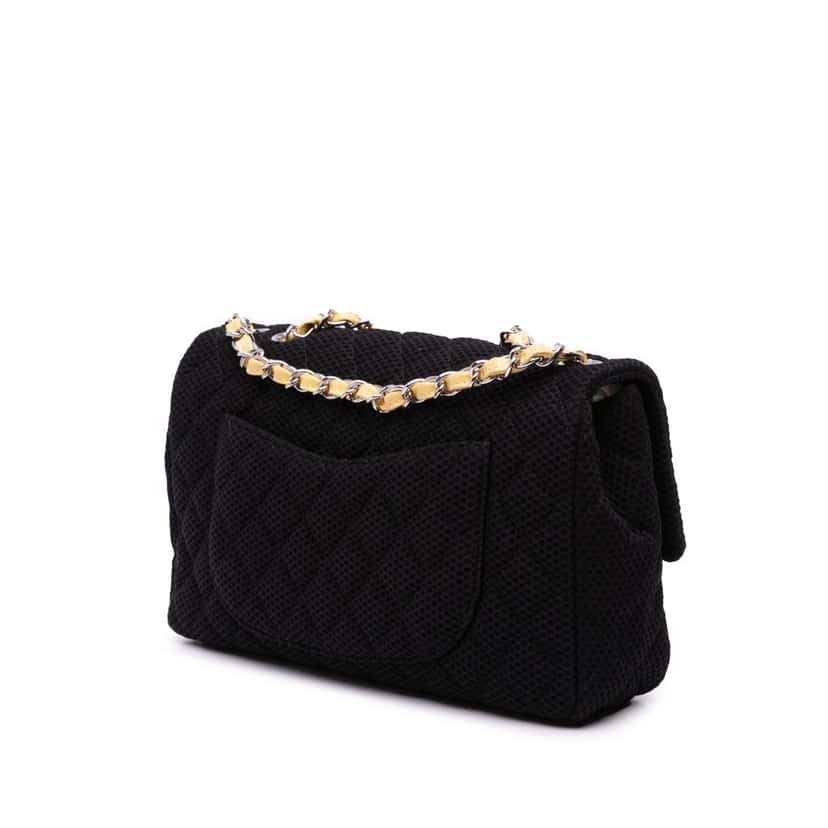 Chanel Medium Classic Mesh Single Flap Black Polyester Good condition - Back View