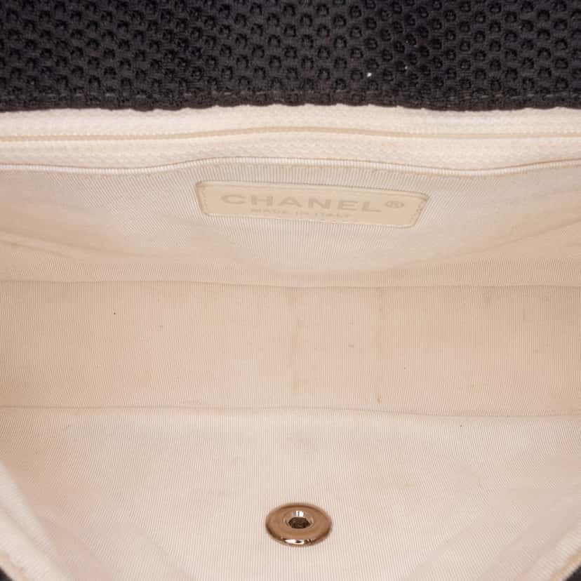 Chanel Medium Classic Mesh Single Flap Black Polyester Good condition - Model View