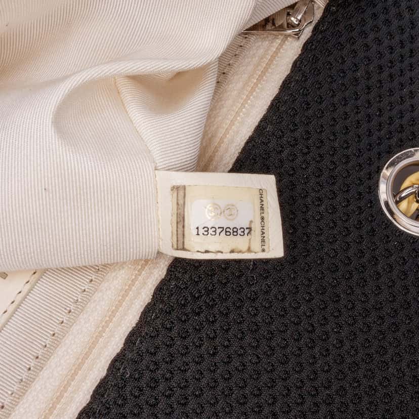 Chanel Medium Classic Mesh Single Flap Black Polyester Good condition - Box View