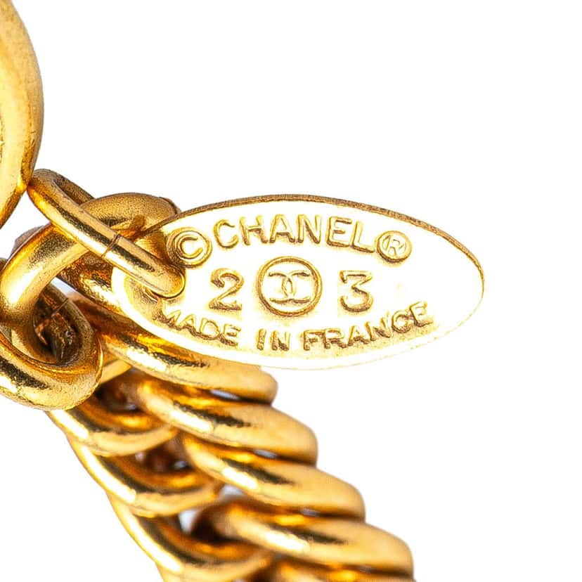 Chanel Gold Plated CC Loupe Magnifying Glass Pendant Necklace Gold Metal Good condition - Back View