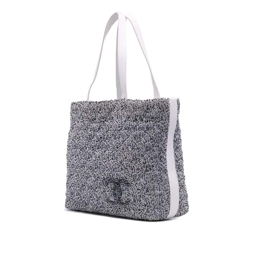 Chanel CC Terry Cloth Beach Tote Grey Cotton Good condition - Back View