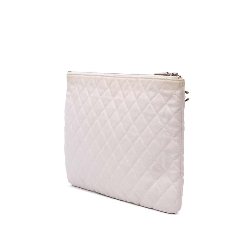 Chanel Viva Coco Cuba Libre Canvas Clutch White Canvas Good condition - Back View