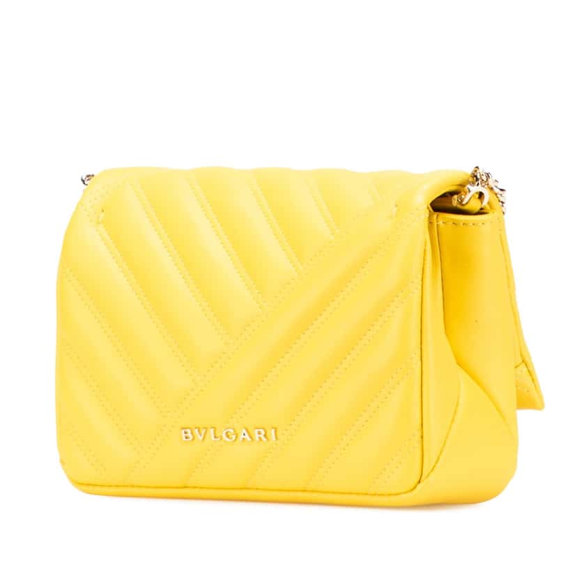 Bvlgari Leather Serpenti Cabochon Chain Crossbody Yellow Leather Good condition - Back View
