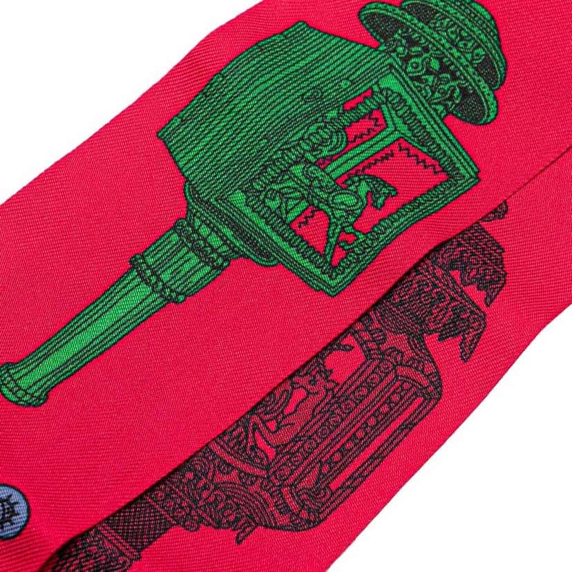 Hermès Merveilleuses Lanternes Twilly Silk Scarf Red Silk Very good condition - Back View