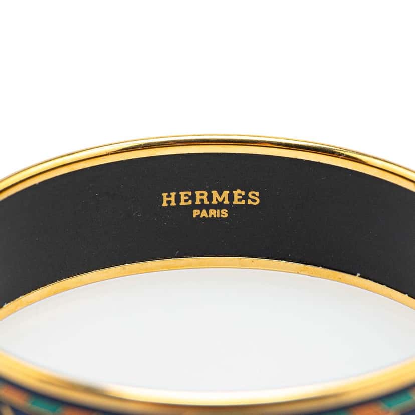 Hermès Wide Horse Carriage Enamel Bangle 62 Blue Good condition - Box View