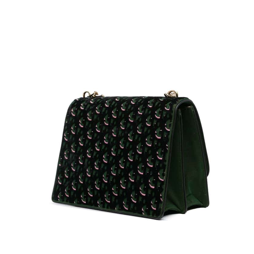 Dior Oblique Velvet Diorama Satchel Green Velvet Good condition - Back View