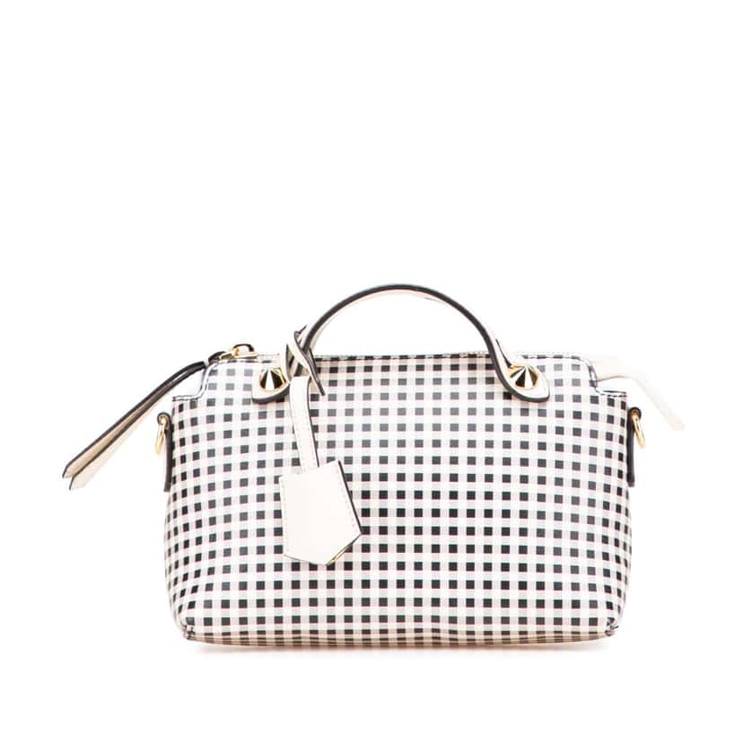 Fendi Mini Printed Leather Gingham By The Way Satchel White Leather Good condition - Front View