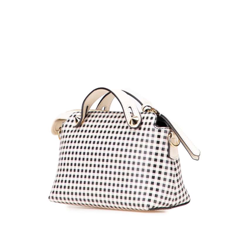Fendi Mini Printed Leather Gingham By The Way Satchel White Leather Good condition - Back View
