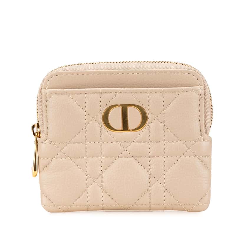 Dior Calfskin Cannage Supple Caro Lavender Wallet Pink Leather Good condition - Front View