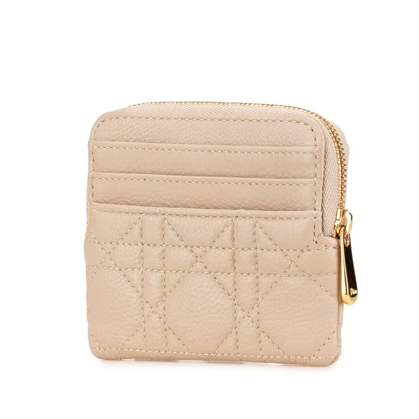 Dior Calfskin Cannage Supple Caro Lavender Wallet Pink Leather Good condition - Back View
