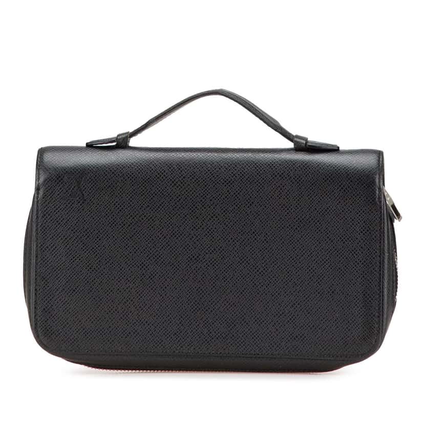 Louis Vuitton Taiga Zippy XL Long Wallet Black Leather Good condition - Front View