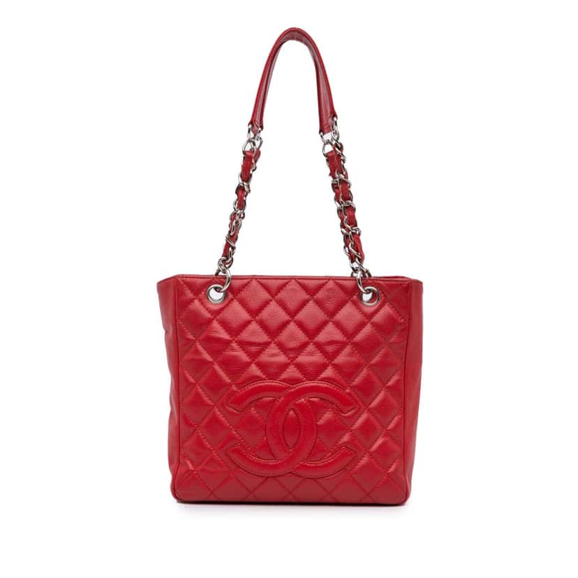 Chanel Caviar Petite Shopping Tote Red Leather Very good condition - Front View