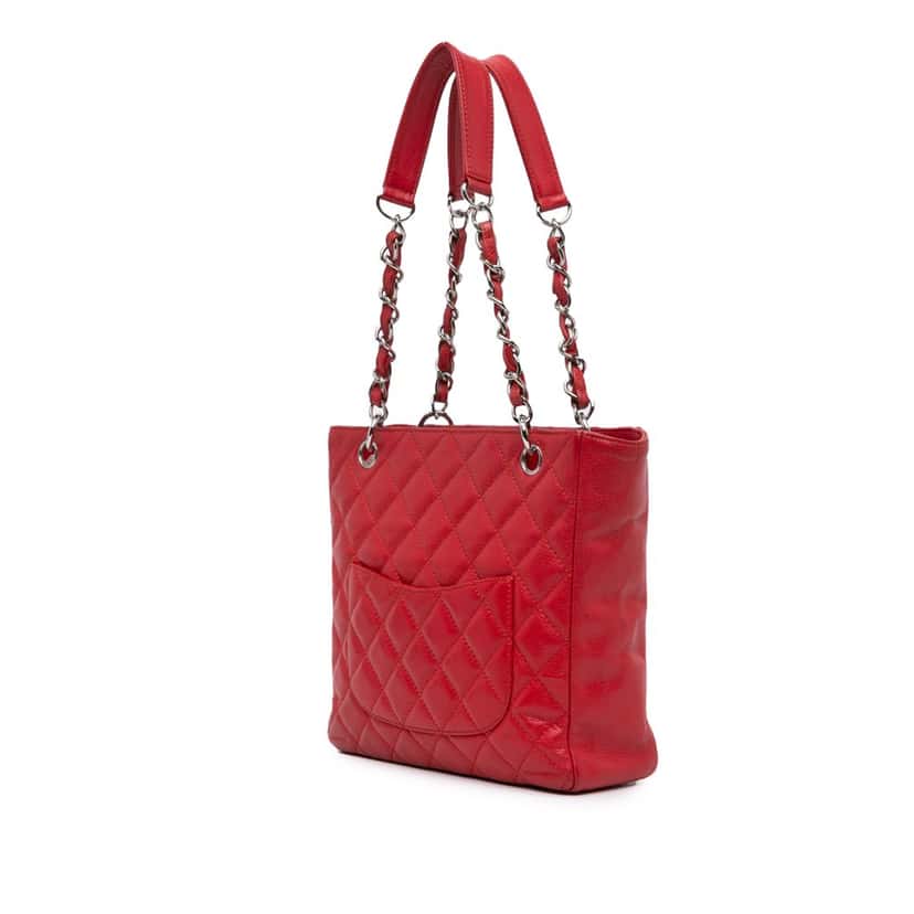 Chanel Caviar Petite Shopping Tote Red Leather Very good condition - Back View