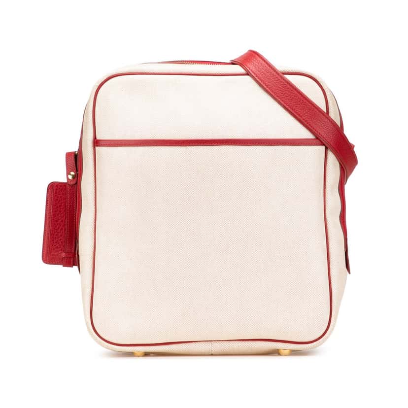 Hermès Toile and Clemence Victoria Messenger Bag Brown Canvas Good condition - Front View