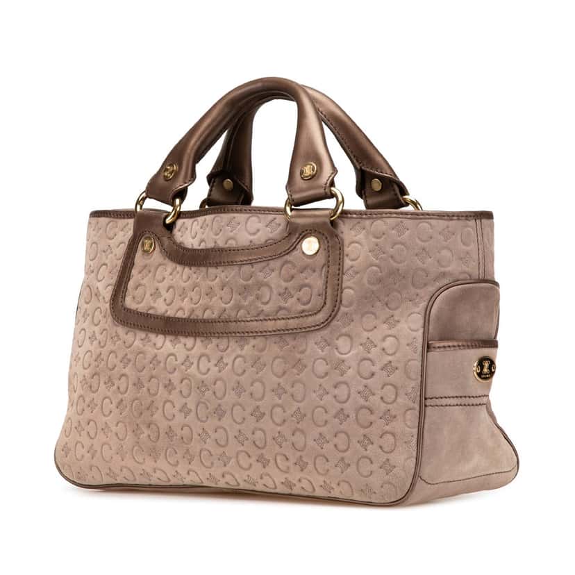 Celine C Macadam Suede Boogie Handbag Brown Leather Good condition - Back View