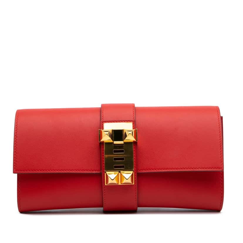 Hermès Tadelakt Medor 23 Red Leather Good condition - Front View