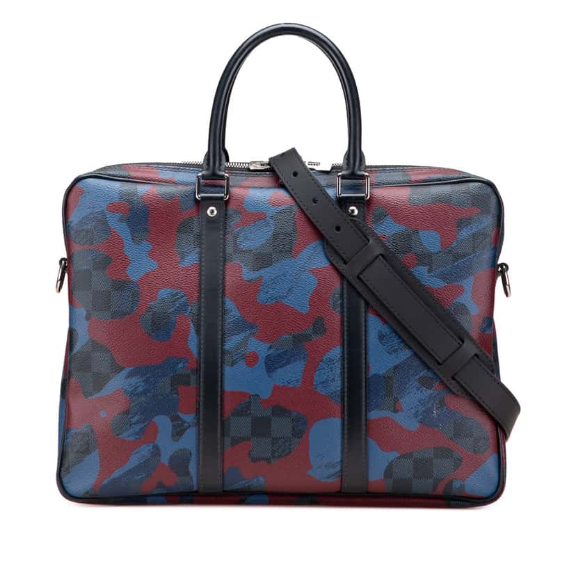 Louis Vuitton Damier Cobalt Camouflage Porte-Documents Voyage PM Blue Canvas Good condition - Front View
