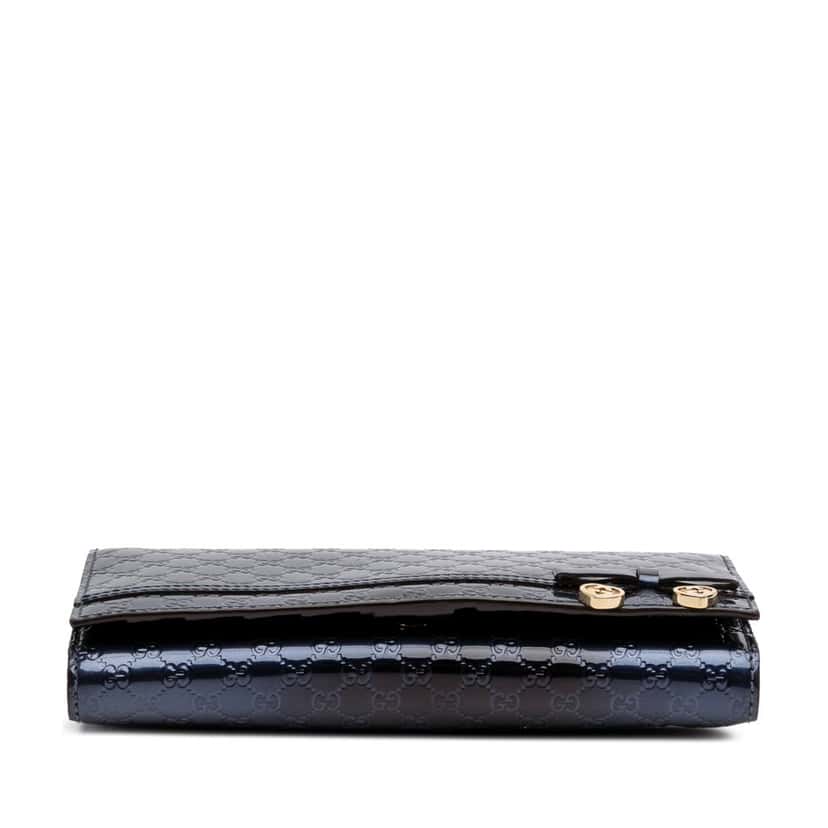 Gucci Patent Microguccissima Wallet On Chain Blue Leather Good condition - Inside View