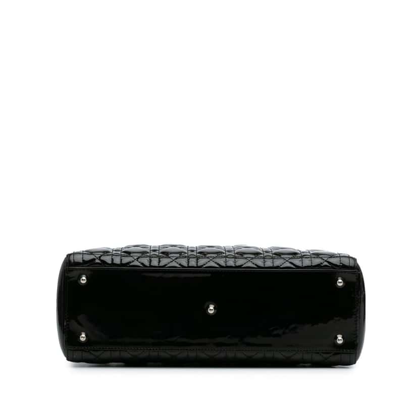 Dior Large Patent Cannage Lady Dior Black Leather Fair condition - Inside View
