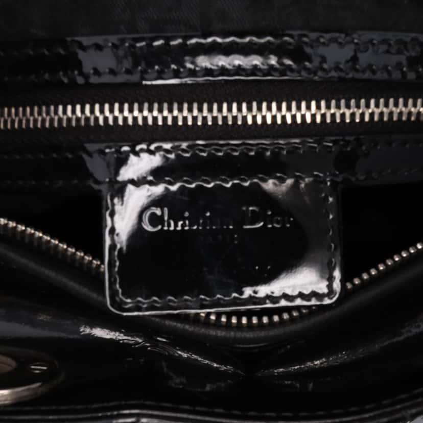 Dior Large Patent Cannage Lady Dior Black Leather Fair condition - Box View