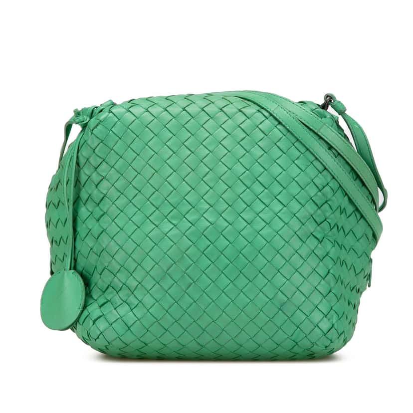 Bottega Veneta Nappa Intrecciato Cube Crossbody Green Leather Good condition - Front View