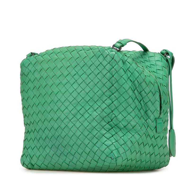 Bottega Veneta Nappa Intrecciato Cube Crossbody Green Leather Good condition - Back View