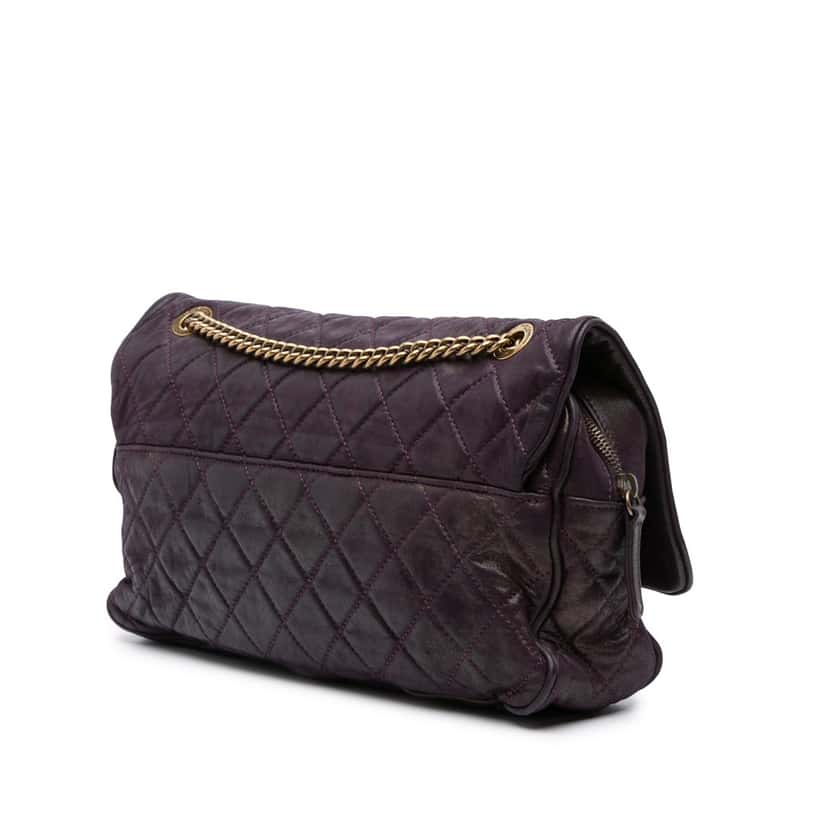 Chanel Large Quilted Iridescent Calfskin Shiva Flap Purple Leather Good condition - Back View