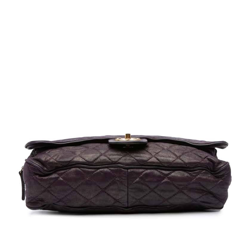 Chanel Large Quilted Iridescent Calfskin Shiva Flap Purple Leather Good condition - Inside View