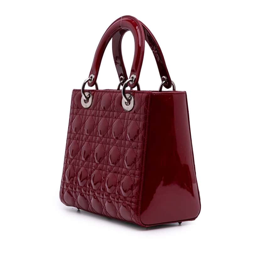 Dior Medium Patent Cannage Lady Dior Red Leather Good condition - Back View