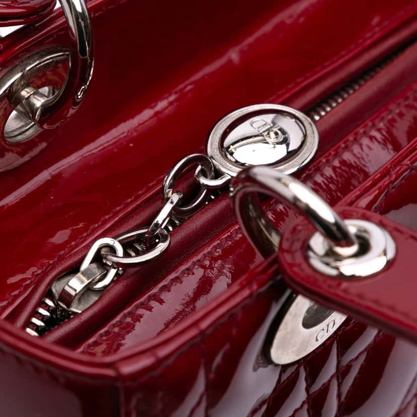 Dior Medium Patent Cannage Lady Dior Red Leather Good condition - Box View