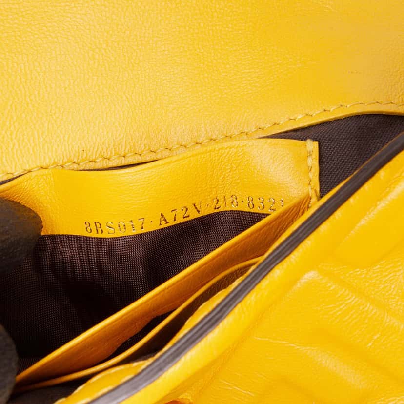 Fendi Mini Zucca Embossed Leather Baguette Satchel Yellow Leather Good condition - Box View