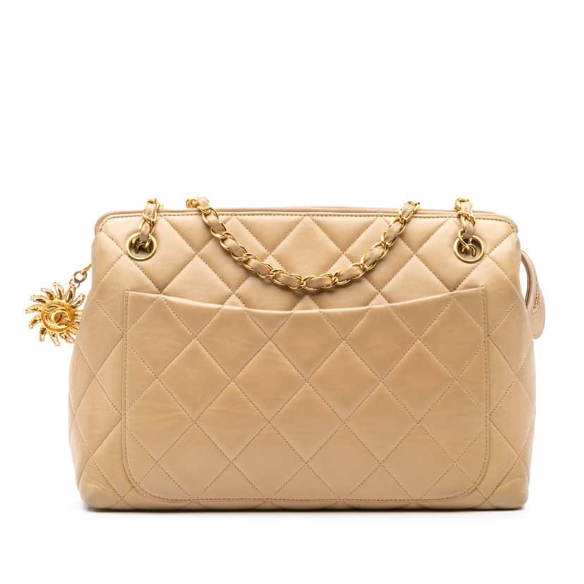 Chanel Quilted Lambskin Sun Charm Chain Crossbody Brown Leather Good condition - Front View