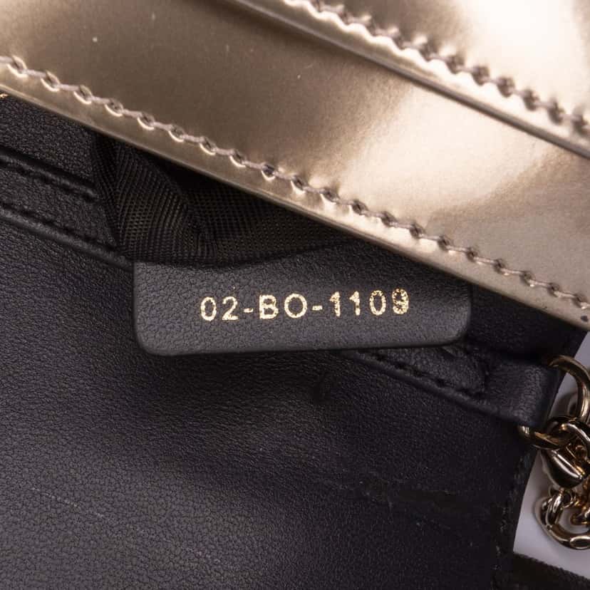 Dior Metallic Patent Microcannage Diorama Wallet on Chain Gold Leather Good condition - Box View