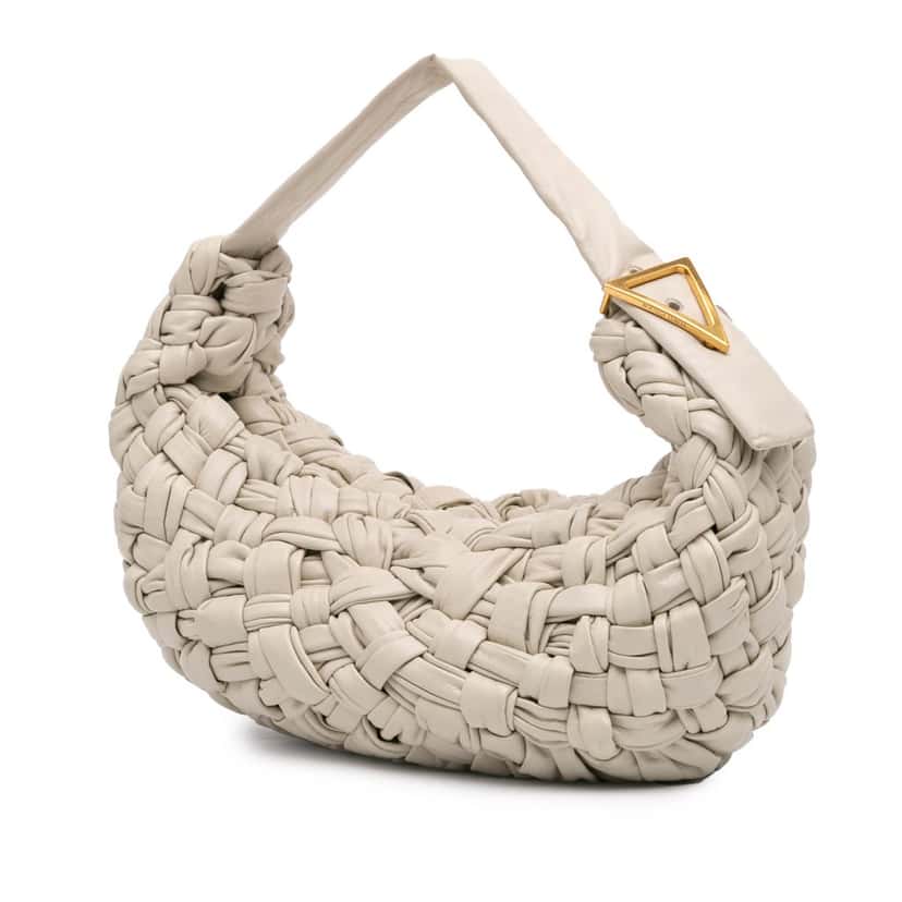 Bottega Veneta Foulard Intrecciato Calfskin Banana Hobo White Leather Good condition - Back View