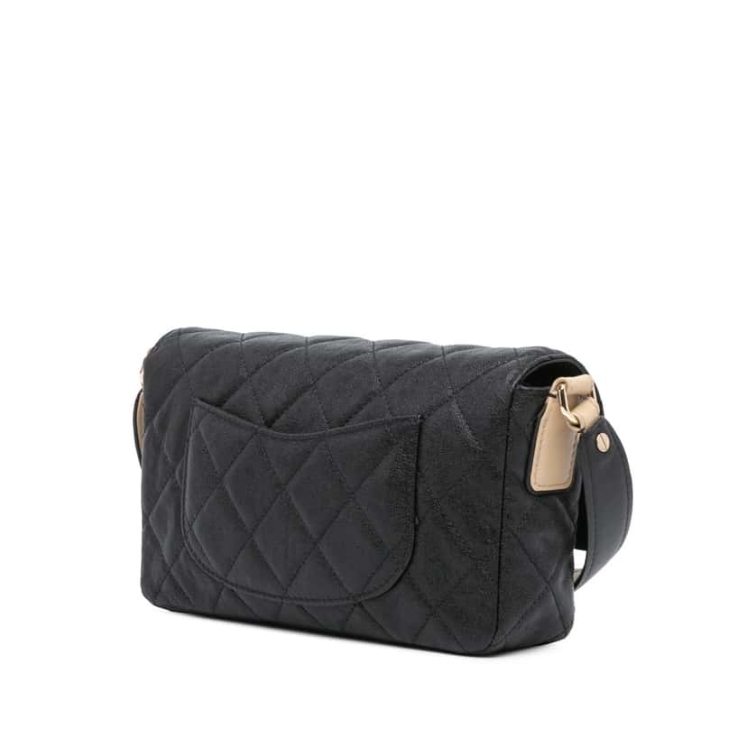 Chanel CC Bicolor Quilted Caviar Single Flap Black Leather Good condition - Back View