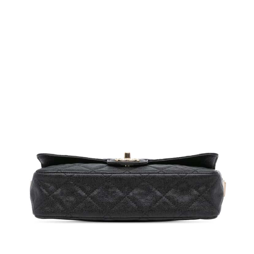 Chanel CC Bicolor Quilted Caviar Single Flap Black Leather Good condition - Inside View