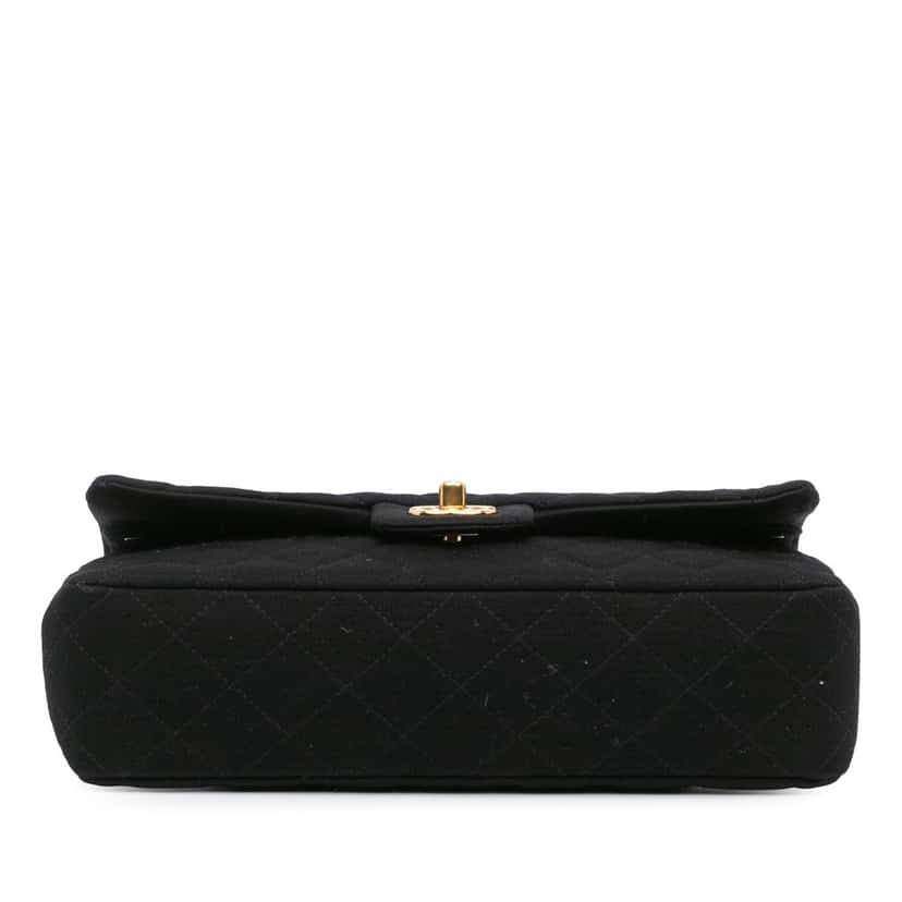 Chanel Medium Classic Jersey Double Flap Black Cotton Very good condition - Inside View