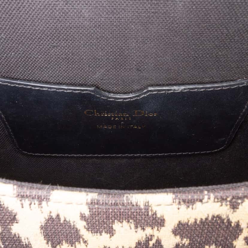 Dior Mizza Medium Embroidered Canvas Leopard Bobby Crossbody Brown Canvas Good condition - Box View