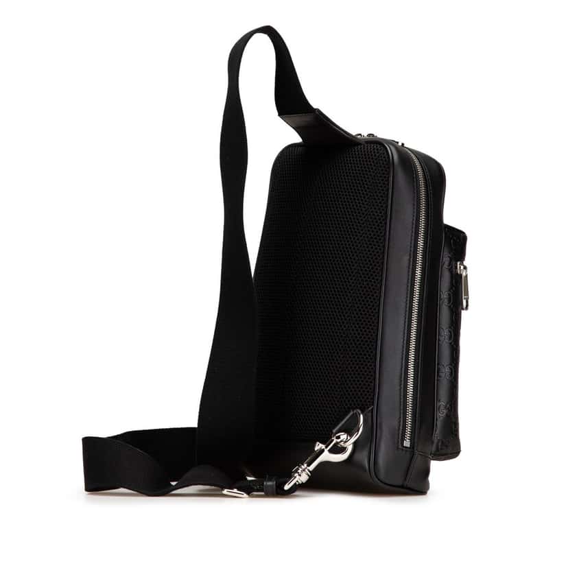 Gucci Guccissima Sling Backpack Black Leather Good condition - Back View