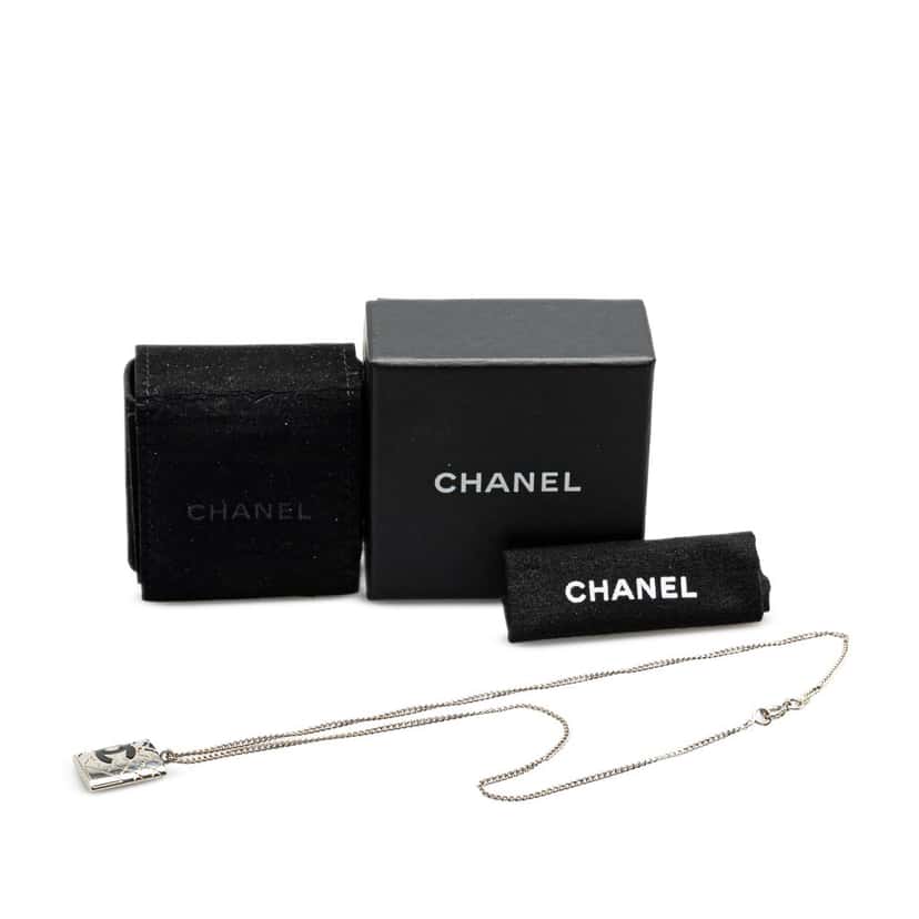Chanel Cambon Ligne Pendant Necklace Silver Brass Good condition - Box View