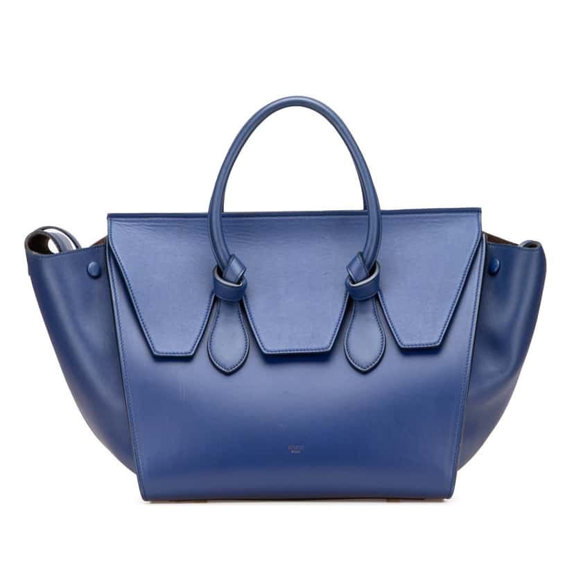 Celine Medium Smooth Calfskin Tie Knot Tote Blue Leather Good condition - Front View