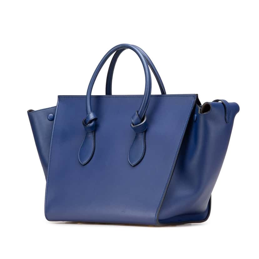 Celine Medium Smooth Calfskin Tie Knot Tote Blue Leather Good condition - Back View
