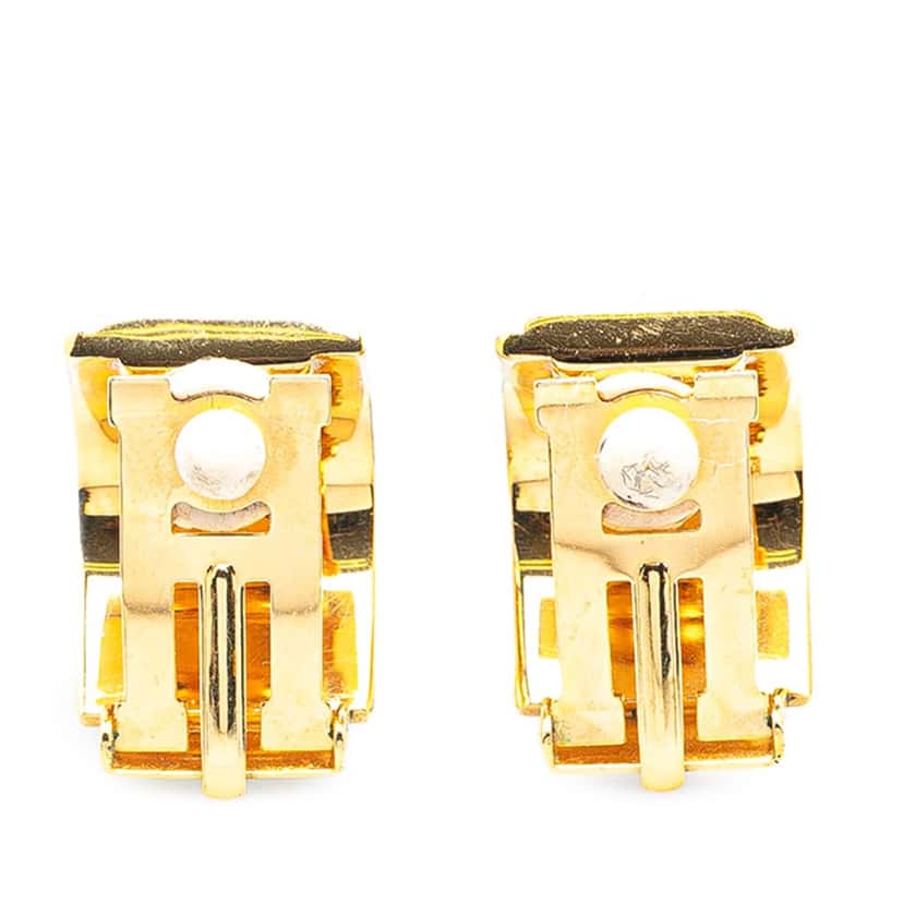 Hermès Enamel Cloisonne Clip On Earrings Green Good condition - Back View