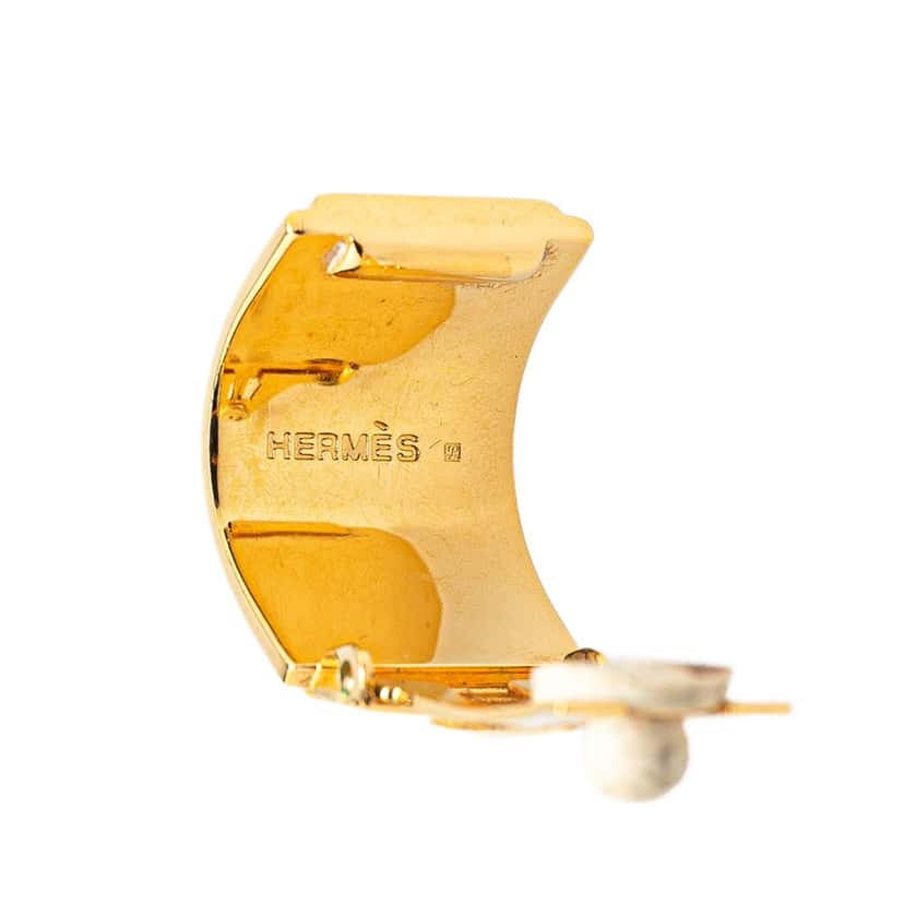 Hermès Enamel Cloisonne Clip On Earrings Green Good condition - Inside View