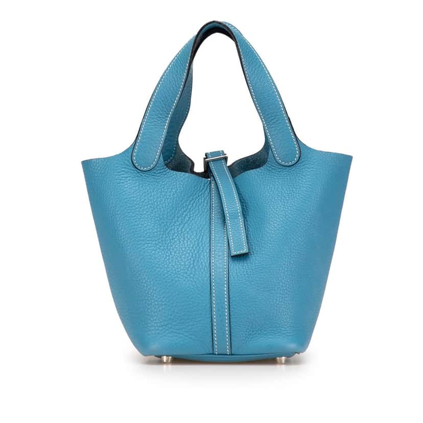 Hermès Clemence Picotin Lock 18 Blue Leather Good condition - Front View